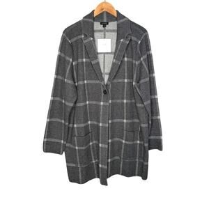 NWT J. Jill plaid gray sweater coat jacket size XL “wearever collection”